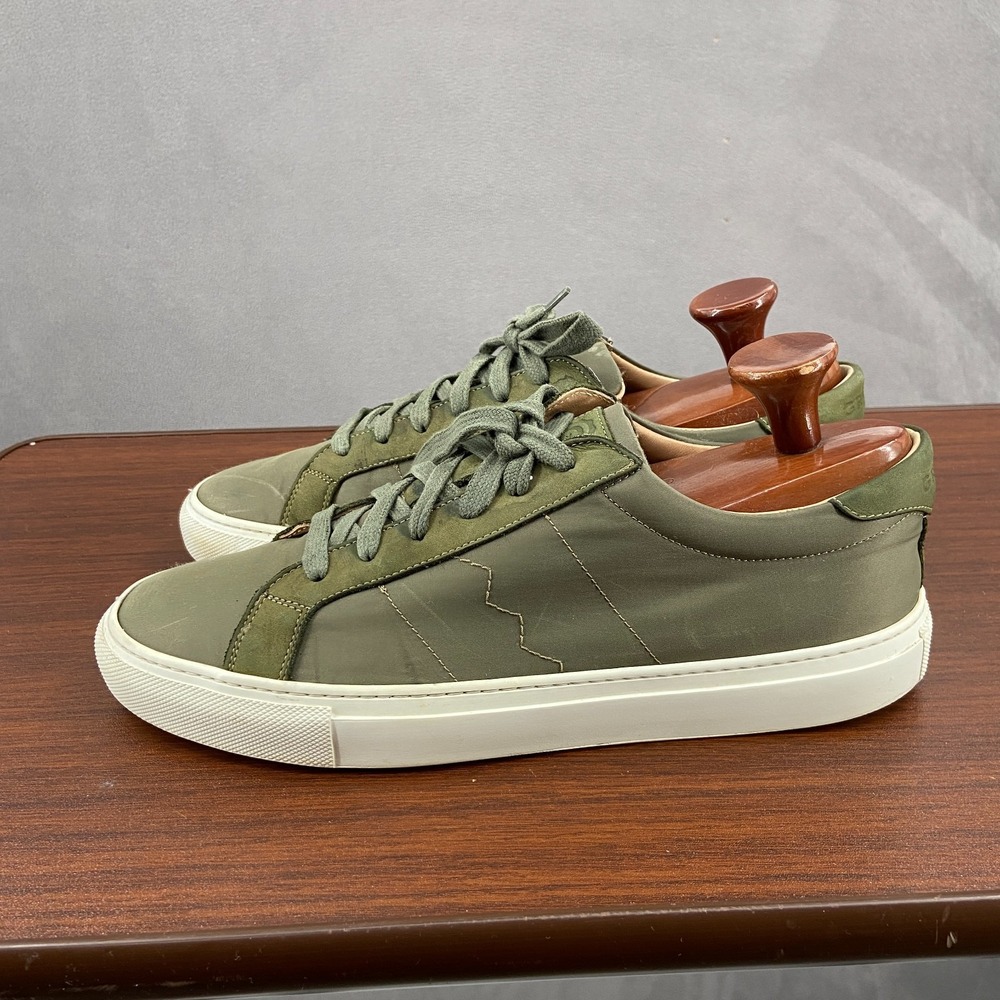 Greats Brooklyn Mens US 9.5 Casual Shoes Olive Green Round Toe Lace Up Sneakers